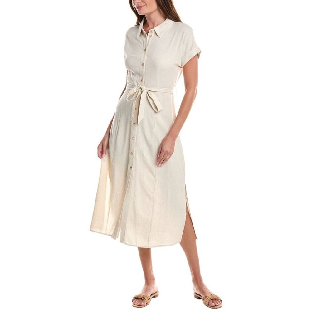 Marion Womens  Linen-Blend Midi Dress, Brown